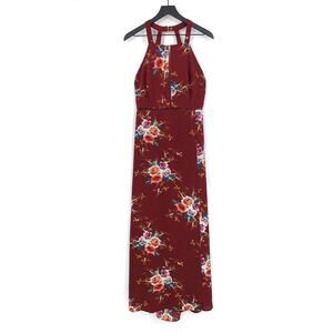 NWT ZESICA Floral Maxi Dress Burgundy L (M)
